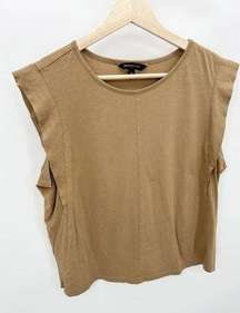 Factory Brown Cap Sleeve Tee Shirt Women's Size Medium M