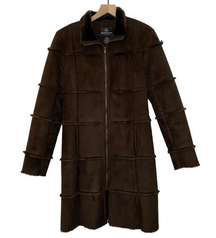 Dennis Basso Vintage Brown Shearling Winter Coat Size Medium