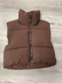 Brown Cropped Puffer Vest 