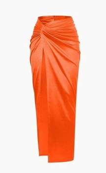 Sexy Twist Detail High Slit Midi Skirt