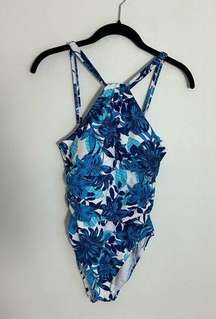 BLEU/ROD BEATTIE BLUE FLORAL 1 PIECE ADJUSTABLE STRAPS - NWT