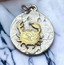 Zodiac Cancer Sterling Silver And Gold Filled Necklace Astrology Charm Pendnat