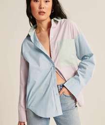 Abercrombie Pastel Colorblock Oversized Button Up Shirt