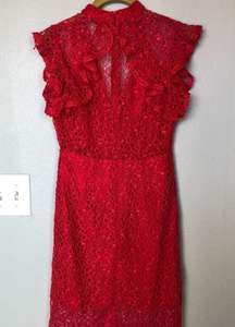ALEXIS NWT Red Lace V Neck Halley Dress XS