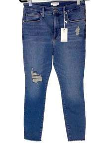 Good American Good Legs Crop Distressed Jeans 10 30