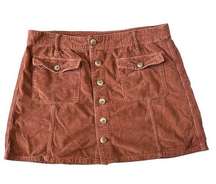 American Eagle Corduroy Brown Button Mini Skirt A Line High Rise size 16