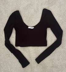 Black Long Sleeve Crop Top