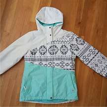 Aperture Outerlimits Ski/Snowboard Jacket White Black Teal Size Medium EUC