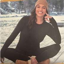 NEW ClimateRight by Cuddl Duds Womens Base Layer Small Black Fleece Top Stretch