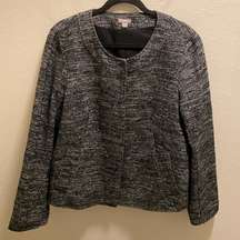 J.Jill Grey Wool Blend Marled Blazer Jacket Size L