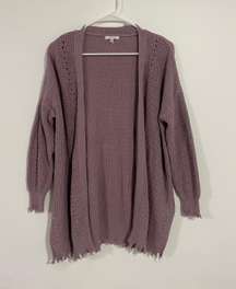 Maurices Purple Frayed Hem Cardigan