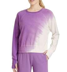 Joy Lab Top French Terry Tie Dye Cropped Sweatshirt White Purple Size XL