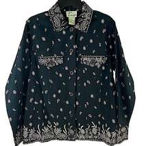 Quacker Factory Beaded Paisley Black and White Shirt Jacket Size Small Medium