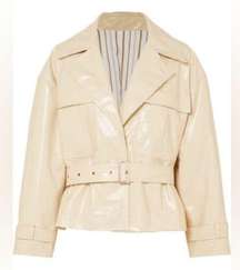 Franke Shop Size S Cream Faux Leather PVC Jacket Boxy Oversized Button Front