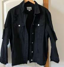 Distressed Black Jean Jacket