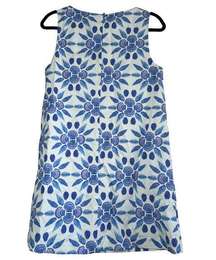 Hill House New The Charlie Blue Shell Mosaic Cotton Mini Dress Small