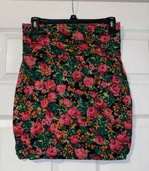 Lily Rose Floral Bodycon Mini Skirt Medium Juniors Black Pink