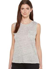 BlankNYC Linen Sleeveless Tank Embrace the Grey Open Back small