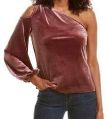 Rebecca Minkoff Women’s One-shoulder Cutout Minka Mauve Velvet Top Small S New