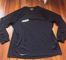 Hoka One One Logo Spellout Black Women's Performance 3/4 Sleeve Shirt Sz S