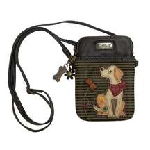 Chala Yellow Lab Brown Vegan Leather Cell Phone Crossbody Bag