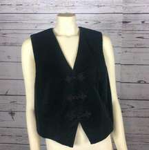 Vintage Karen Scott green velvet vest with frog closure