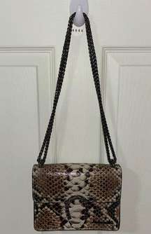 Marina Galanti  Snake Print Leather Metal Chain Crossbody Bag Italy