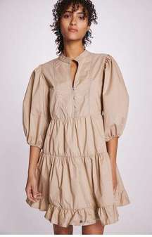 Anthropologie Beige Ruffled Tunic Dress