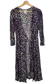 LK Bennett Kaisa Purple & Black Printed Long Sleeve Wrap Dress 2