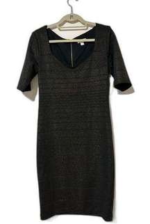 Bisou Bisou Black Dress with Gold shimmer Size 10 NWT