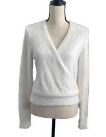 Banana Republic Luxuriously Soft White Faux Wrap Front V-Neck Sweater size XS