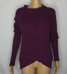 Free People Mock Neck Wrap Boho Sweater Plum Small