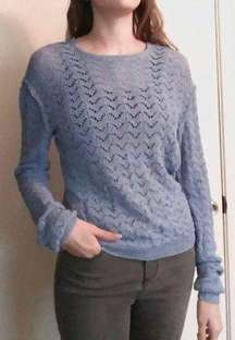 Vintage Blue Crochet Open Knit Lightweight Sweater