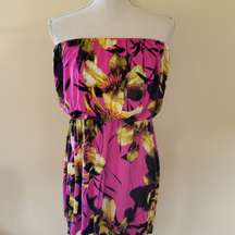 a.n.a tropical strapless blouson dress size large