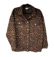 143 Story Leopard Animal Print Snap Closure Jacket Sz S Women’s