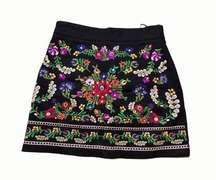 Her Entire Name Says Grace Black Mini Embroidered Floral Small Skirt 27 inch