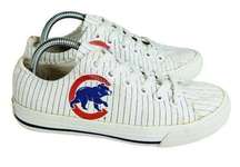 Row One MLB Chicago Cubs Pin Stripe Shoes White Unisex Mens 3.5 / Womens 5