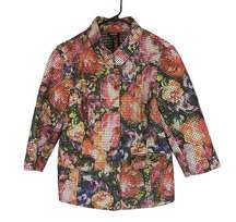 Colorful Floral Netted Button Front Jacket Women Sz 12