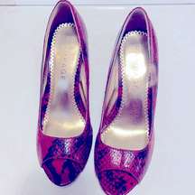 vintage red snake print heels size 7.5