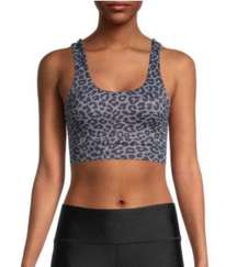 ALL FENIX Anthropologie High Neck Charcoal Jagger Cheetah Print Sports Bra