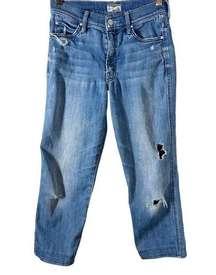 Mother Denim Women's High Waisted Rascal‎ Crop Size 27 Graffiti Girl Distressed