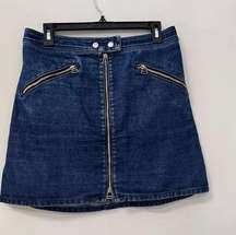 Rag & Bone Racer Zip-Front Denim Mini Skirt Size 32