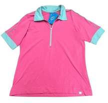 NWT GG Blue Women's XL Pink & Aqua Blue 1/2 Zip Golf Polo