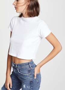 AGOLDE cropped baby doll tee white Size Medium Basic Tee no flaws