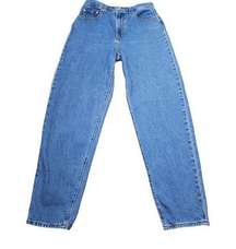 Premium High Loose Taper Mom Jeans 28 x 31 Medium Wash Blue High Rise