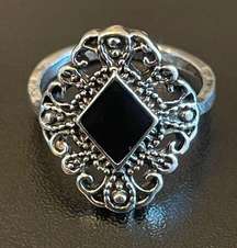 Vintage  stone silver plated ring size 6