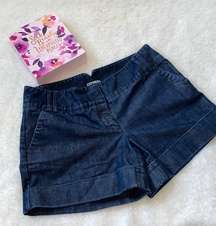 Women Blue Denim Cuffed Bottom Shorts with Pockets