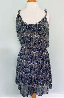 Angie Francescas Collection Black Gray Blue Feather Sleeveless Sun Dress Size S