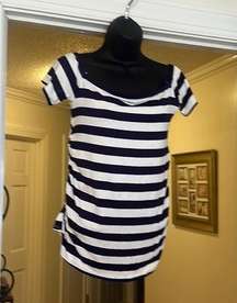 Isabel Maternity Blue and White Striped Top Size Medium NWT