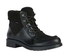 Geox Waterproof Rawelle ABX Leather Combat Ankle Boots Faux Fur Black Size 7 NWT